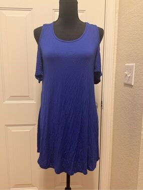 Cold-Shoulder Swing Dress in Royal Blue 0157